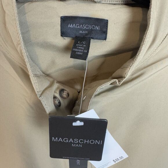 MAGASCHONI MAN NWT Men’s L Full Zip Bomber Lightweight Jacket Packable Tan Khaki - Picture 3 of 11